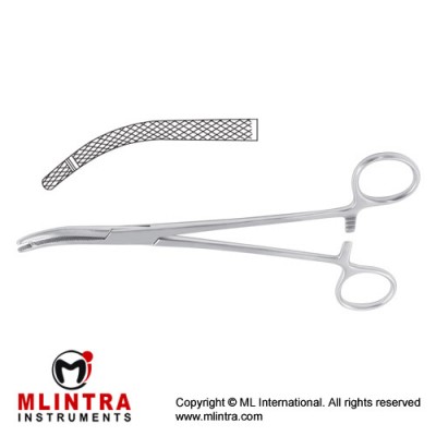 Heaney Hysterectomy Forcep Curved - 1 Tooth Stainless Steel, 21.5 cm - 8 1/2"